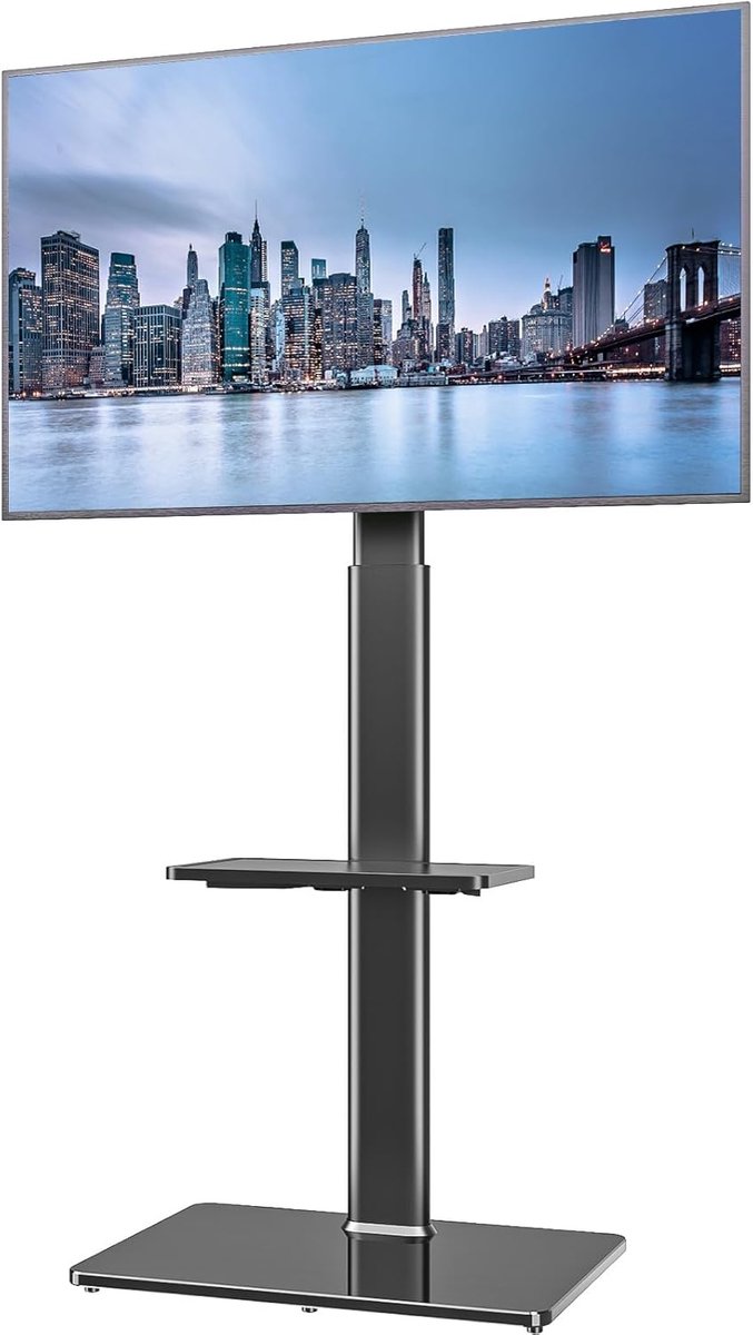 TV Vloerstandaard 19 tot 42 Inch - Verstelbaar en Draaiend - Inclusief 2 Planken - Geschikt voor Meeste Merken - ShopVlot
