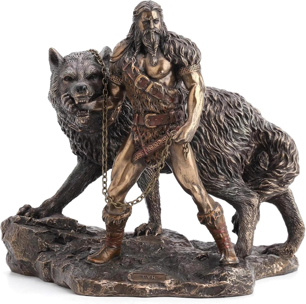 Standbeeld Odin 15cm - Hars beeld - Scandinavische god met wolven - Mystieke decoratie - ShopVlot