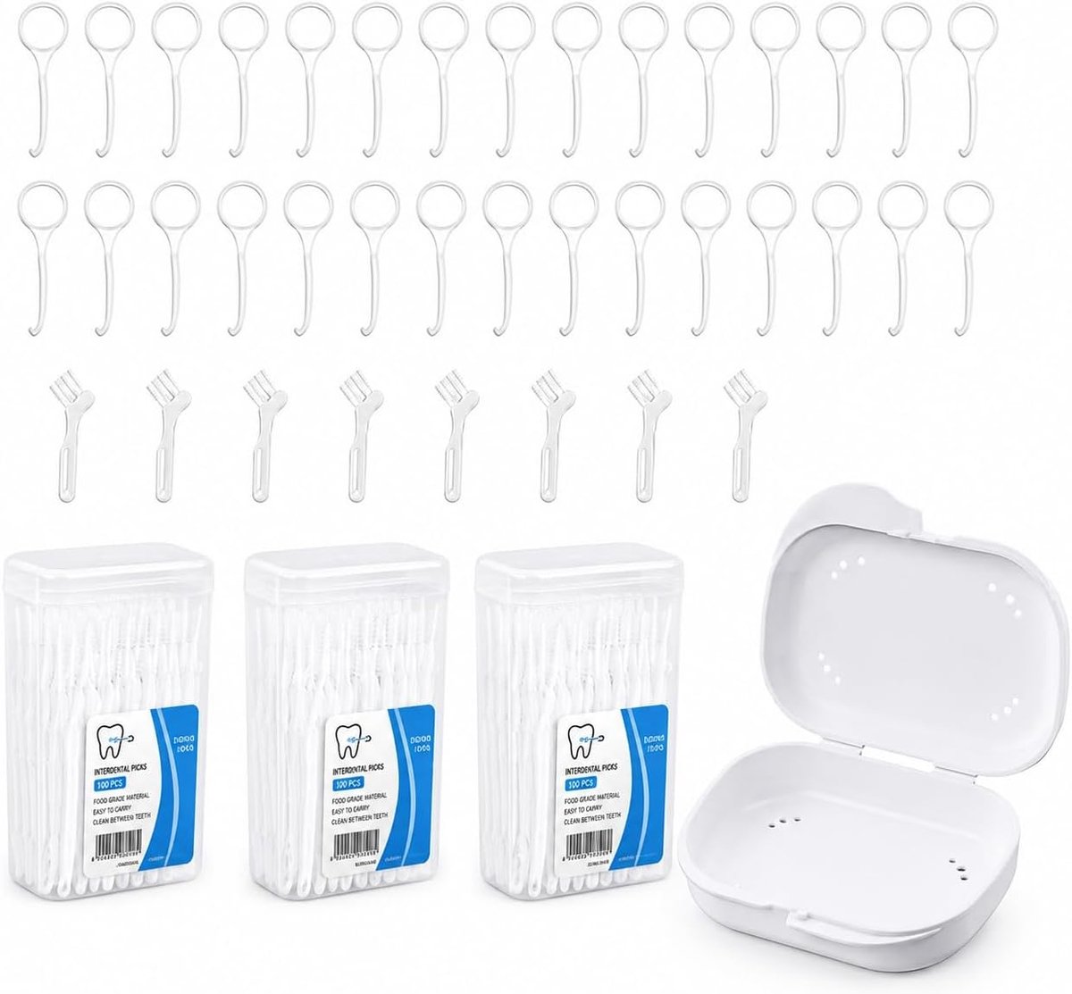 Aligner Removerset 300 x interdentale tandenstokers - 30 x prothesentrekkers - complete verzorgingsset voor mondhygiëne - ShopVlot