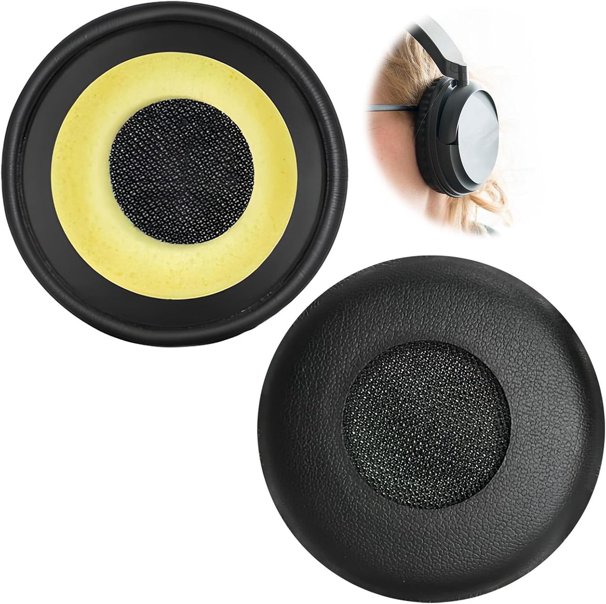 Vervangende oorkussens voor Jabra Evolve 65 - Zwart kunstleer - Geluidsisolerend geheugenschuim - Perfecte pasvorm - ShopVlot