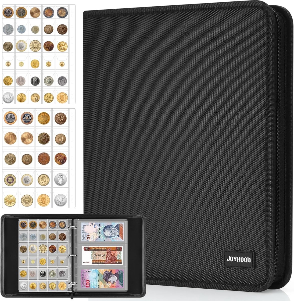 Muntenverzamelboek 400 vakken - albumhouder voor munten en bankbiljetten - flexibele opslag voor verzamelaars - ShopVlot