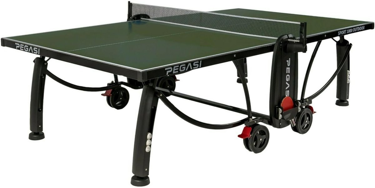 Tafeltennistafel 1000 Outdoor - Groene kleur - Weerbestendig - Ideaal voor intensief gebruik - ShopVlot