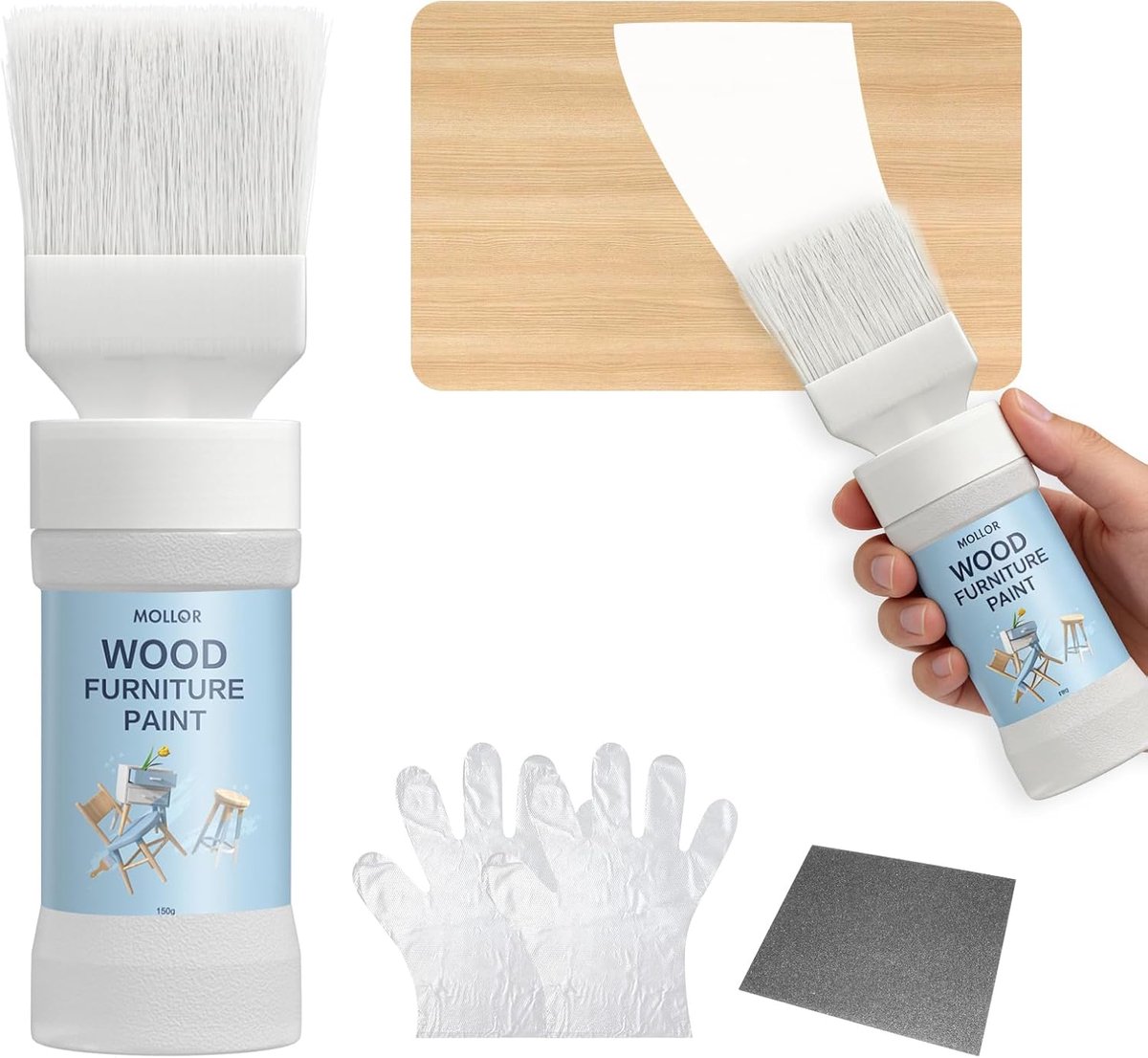 Meubelverf 150g Mat - Waterbasis - Wit - Geurarm en laag VOS-gehalte - ShopVlot