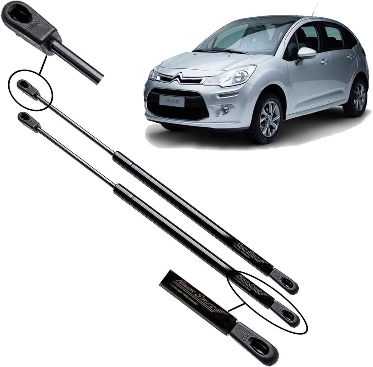 Gasveren achterklep 2x - 445 mm - 450N kracht - vervanging voor Citroen C3 Mk2 2009-2016 - ShopVlot