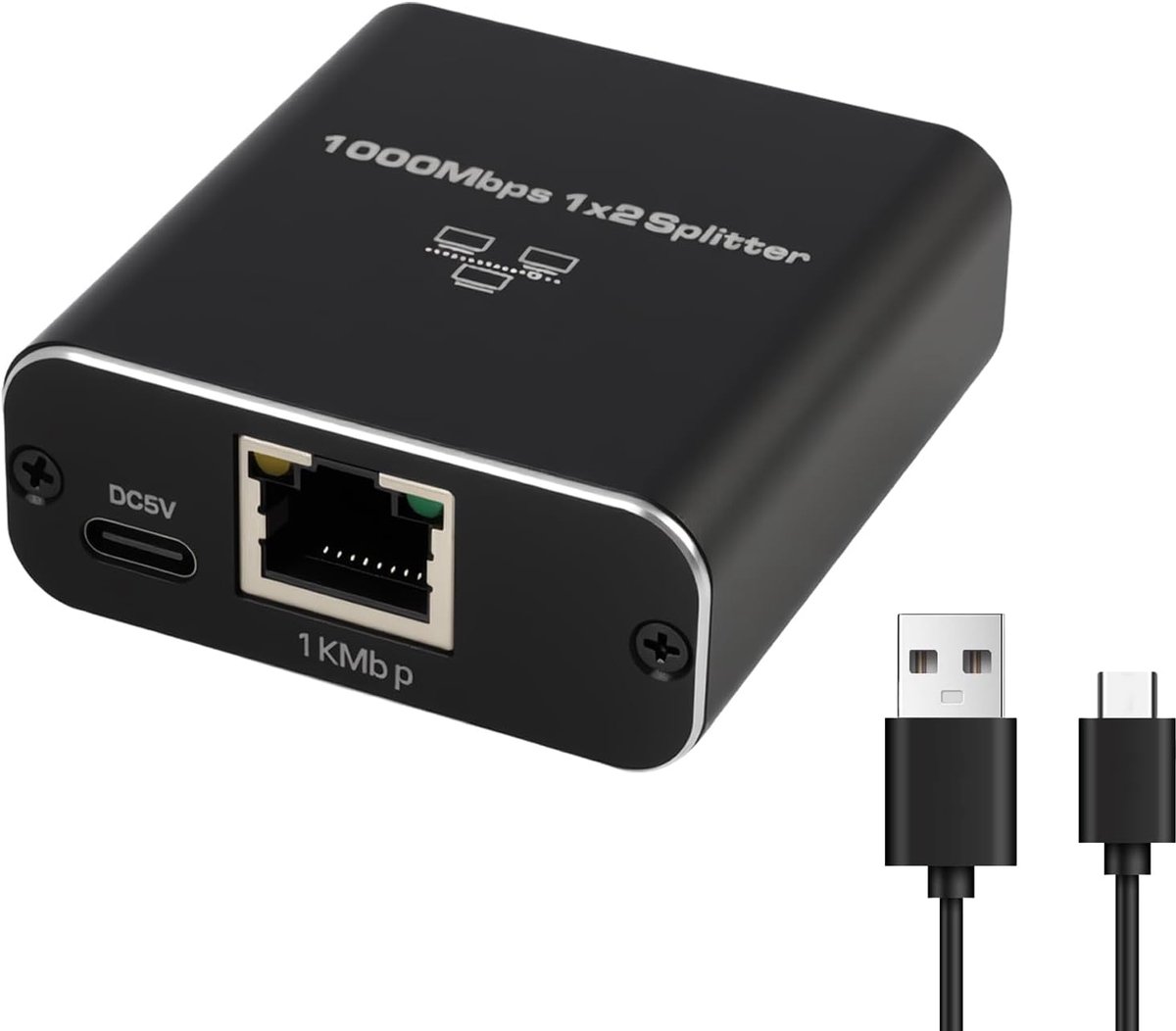 2 Port Ethernet Switch 1000 Mbps - RJ45 Switch - Gigabit Netwerkverdeling - Simultane verbinding van twee apparaten - ShopVlot