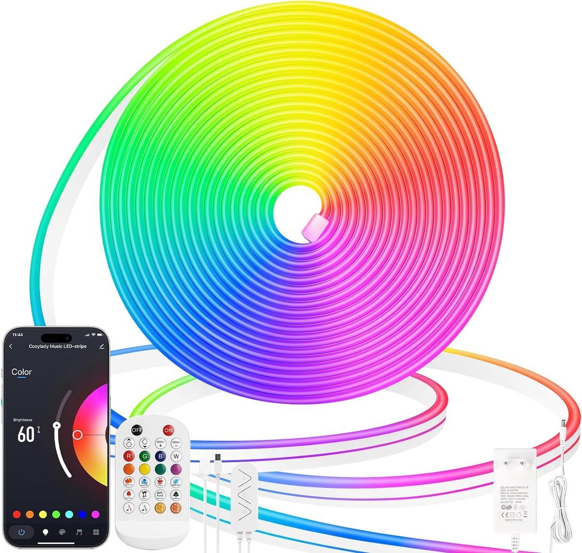 LED Strip 5 m RGB - Dimbaar - Waterproof IP65 - Geschikt voor buitenverlichting - ShopVlot