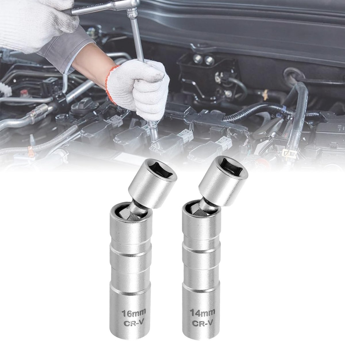 Steeksleutel set 14 mm 16 mm - magnetische bougiesleutel - flexibele 360° toegang - ideaal voor auto en motor - ShopVlot