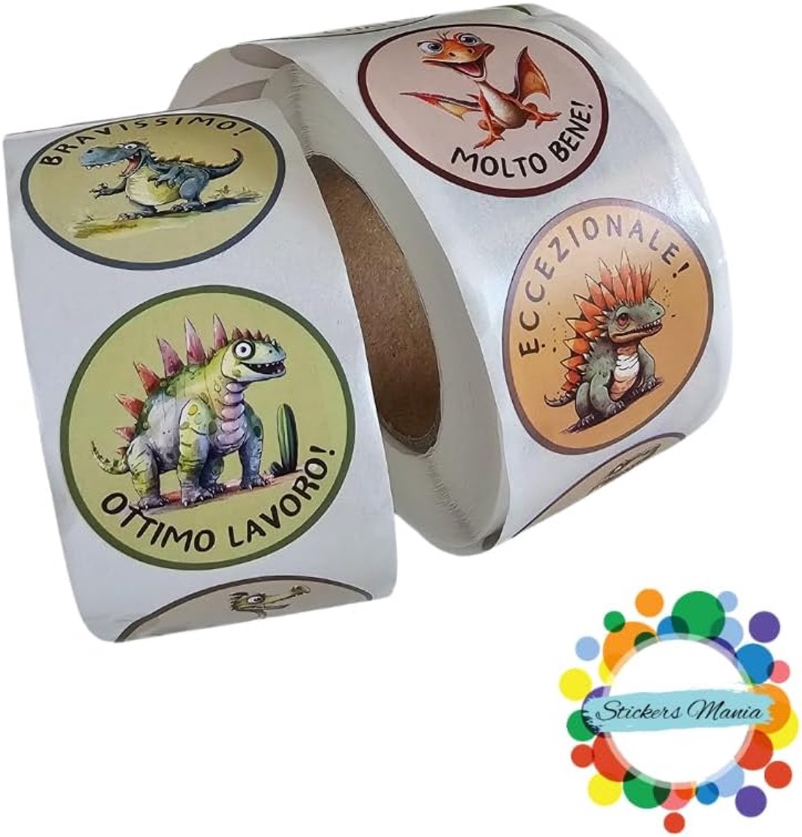 Beloningsstickers voor kinderen - 500 stuks - 25mm diameter - Dinosaurussen - Perfect voor motivatie - ShopVlot