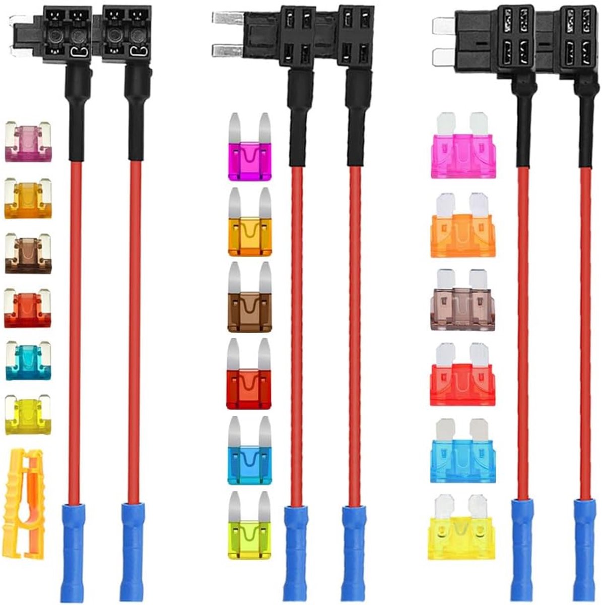 Add-a-Circuit Fuse Adapter Set 6Pcs - 12V/24V - Met 16 AWG Draad - Veilig en betrouwbaar gebruik - ShopVlot