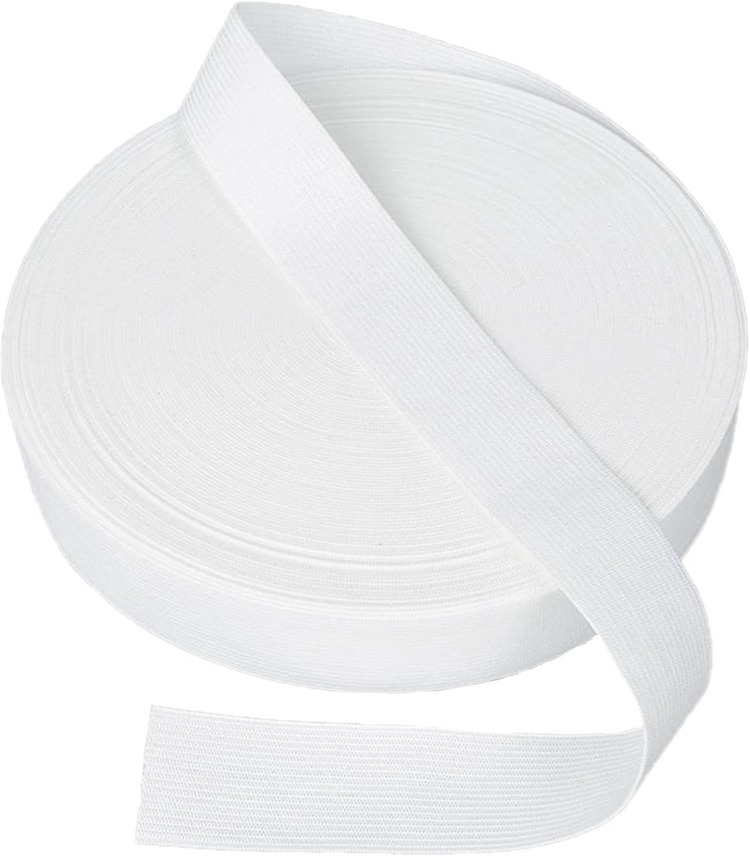 Elastische band 20 mm breed - witte rubberen band - ideaal voor naaiwerk - 5 m lengte - ShopVlot