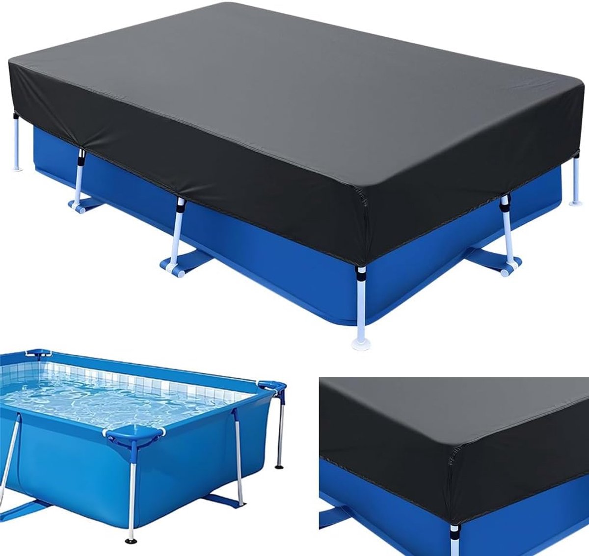 Zwembadafdekking rechthoekig 220 x 150 cm - Waterdicht - Met koorden - Beschermt uw zwembad in alle seizoenen - ShopVlot