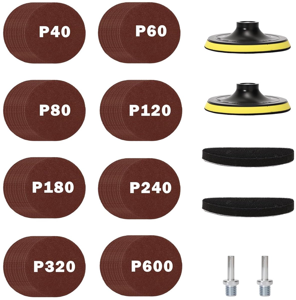 Schoongemaakt Sandingschijven Set 125 mm - 2 M14 Schijven - Inclusief 80 Schuurpapier - Voor slijpen en polijsten - ShopVlot