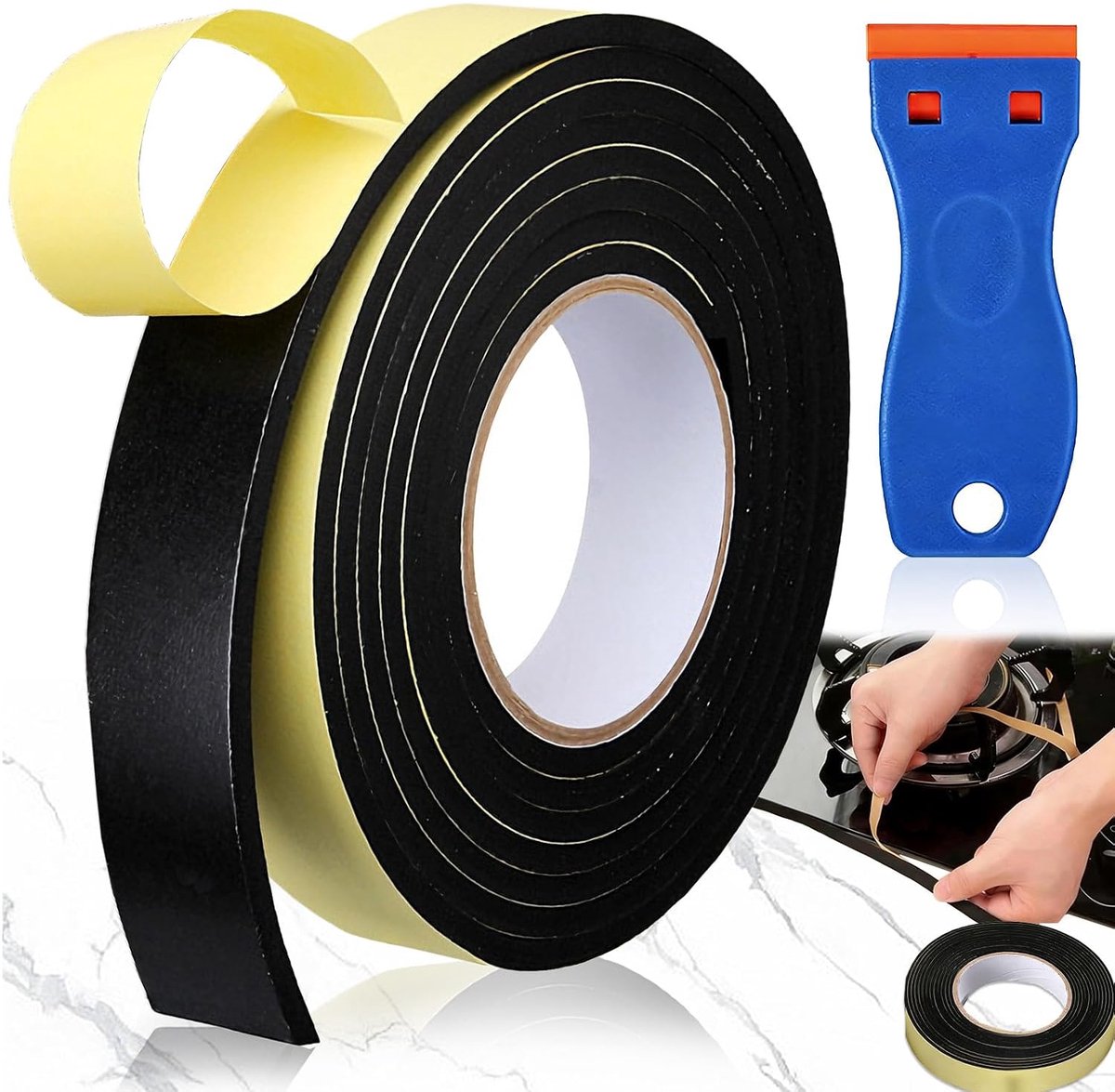 Sealing tape 10mm x 3mm - EVA schuim tape - zelfklevend - waterdicht en schokbestendig - ShopVlot