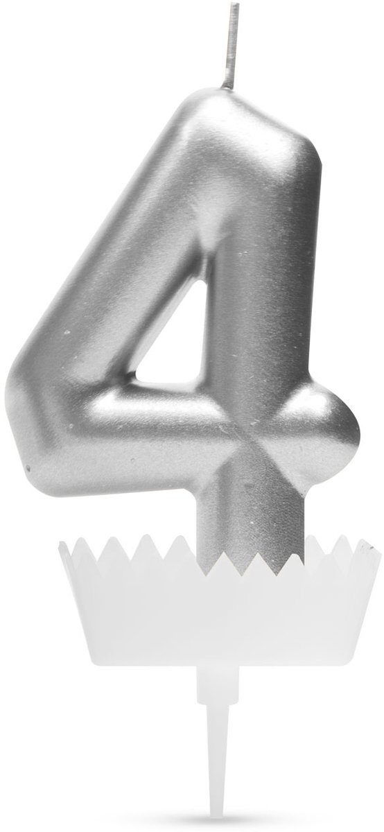 Verjaardagskaars cijfer 4 - 6×3 cm - taartkaars - decoratieve kaars voor feest & verjaardag [56183-4]