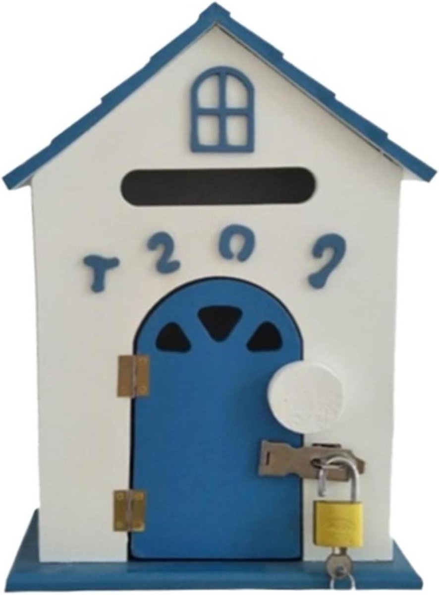 Wandbrievenbus Hout - Brievenbak Buiten - Post Ontvangen - Decoratief Ontwerp - 33 x 23 cm - Blauw