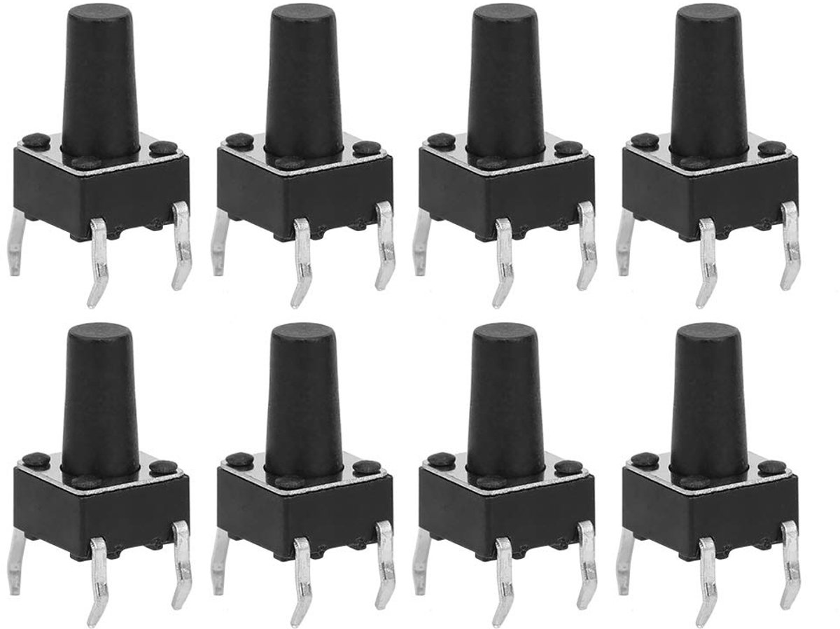 Drukknopschakelaar 100 stuks, DIP micro momentary tact schakelaar assortiment kit, 6 x 6 x 10 mm, DC12V 50mA, druktoets voor elektronische projecten en vervanging