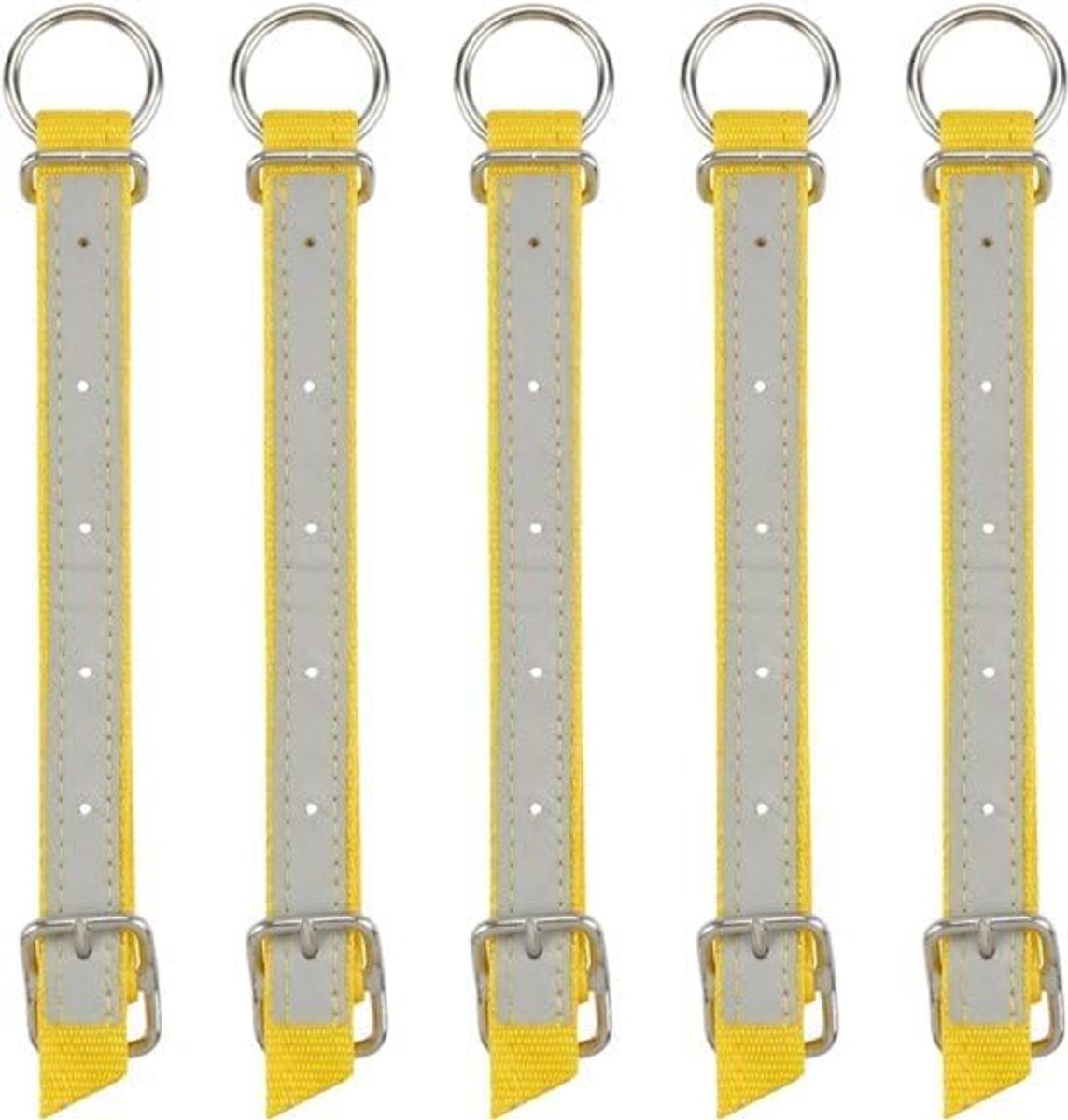 Halsband voor lammeren, schapen en geiten - verstelbaar nylon - gele kleur - set van 5 stuks - SnelShoppen