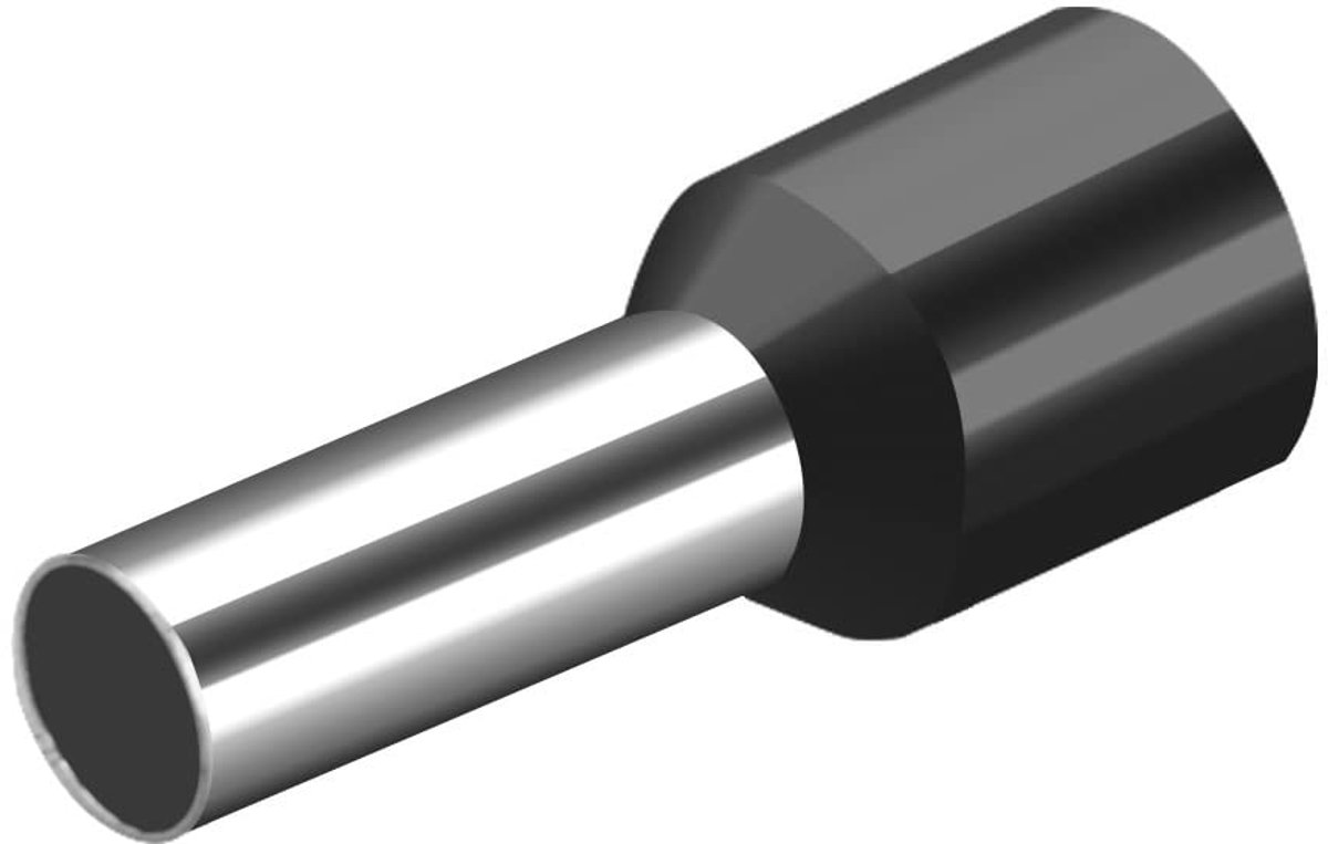 Cord End terminal E10-12 AWG 8/10 mm², koperdraad krimpconnector, vinyl geïsoleerd, zwart, 100 stuks