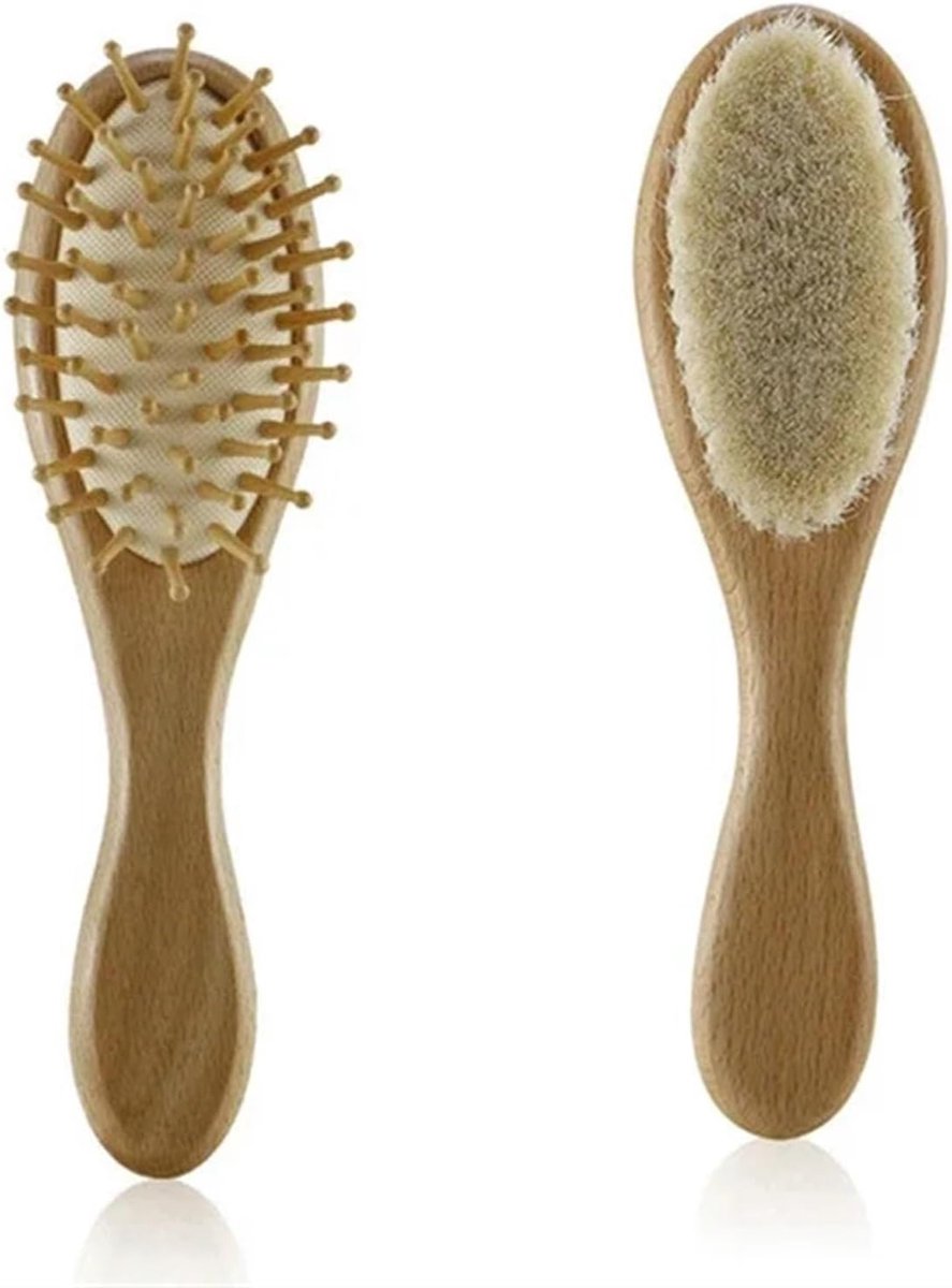 Baby Houten Borstel Baby Natuurlijke Wolkam Pasgeboren Haarborstel Zuigeling Hoofd Massager Draagbare Bad Borstel Kam voor Kinderen (Maat: Airbag Wolborstel)