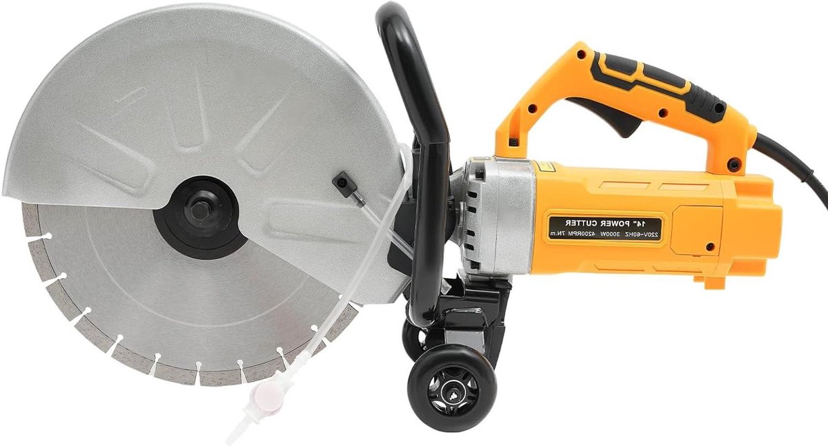 Elektrische Betonzaag - Betonsnijmachine Steenmachine - Snel Materiaal Zagen - Stofvrij Snijden - 350 mm Zaagblad - Geel