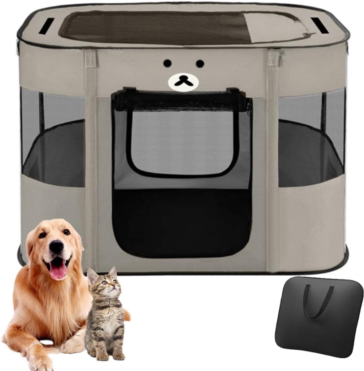 Hondenhok Huisdier hek 90x70x60cm Opvouwbare Huisdier box Rechthoek Bezorgkamer Kattennest Cat den Cat hut Puppy huis Kennel Gesloten Huisdieren Tent (Grijs 2)