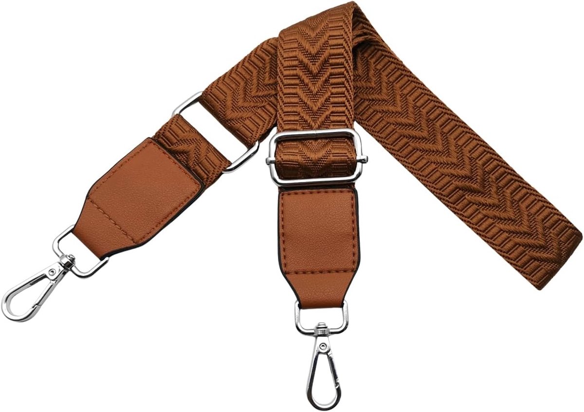 Schouderriem voor handtas, heuptas voor dames, verstelbaar, met karabijnhaak, zilver, 3,8 cm breed, riem met leer voor crossbody, doe-het-zelf accessoires, bruin, U2-19