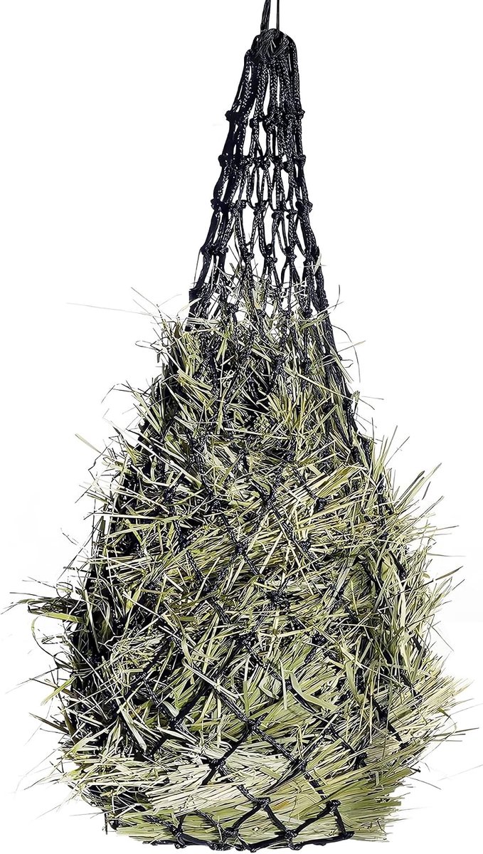 Hooiennet voor paarden, fijnmazig hooinet, 130 x 60 cm, fijnmazig, 5 x 5 cm, soortvriendelijke voeding verbetert de spijsvertering en welzijn van de dieren, hooigras, voedernet, hooizak, 9 kg
