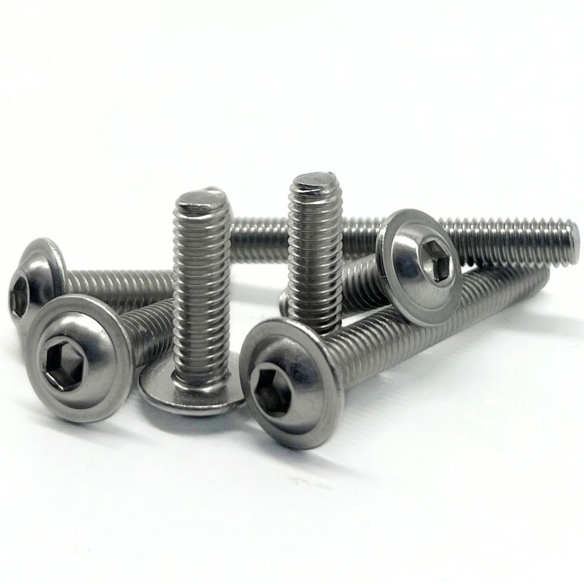(20 stuks) lenskopschroeven met flens en binnenzeskant ISO 7380-2 platkopschroeven met flens/bund roestvrij staal V2A A2 (20, M6x8)