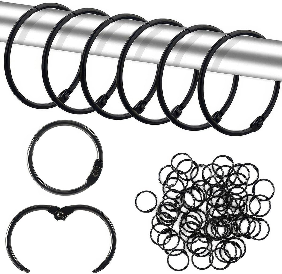 Gordijnringen 32 mm - Zwarte metalen ringen - Slijtvast en roestbestendig - Perfect voor gordijnen - SnelShoppen