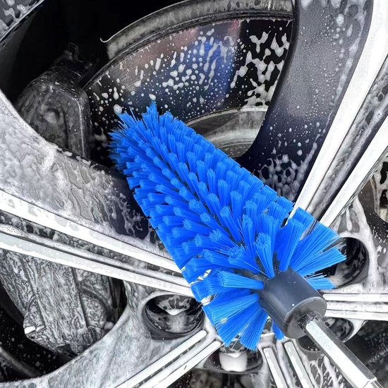 Velgenborstel voor auto, borstelreiniging, velgenreiniger, borstel, voor auto, motorfiets, fiets, aluminium staal, velgen, verzorging, verwisselbare borstelhoes voor zachte velgenreiniging — afbeelding 4