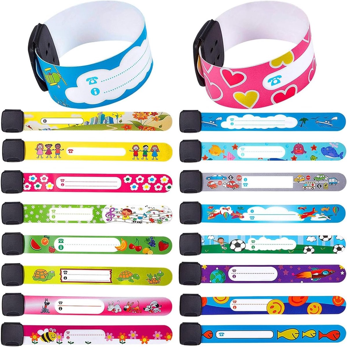 20-delige verstelbare veiligheidspolsbandjes, waterdichte anti-verloren ID-armbanden voor kinderen - ideaal voor outdoor-activiteiten, evenementen en reizen (willekeurige kleuren)