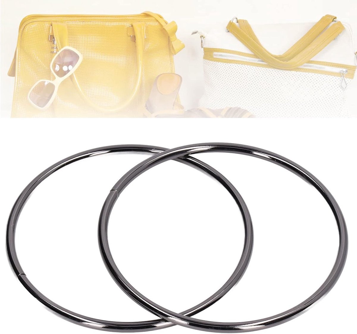 2 Stuks Rond Metalen Portemonneehandvat Hoge Hardheid Tashandvatten DIY-accessoires voor Handtastas Bagagehardware (pistool zilver)