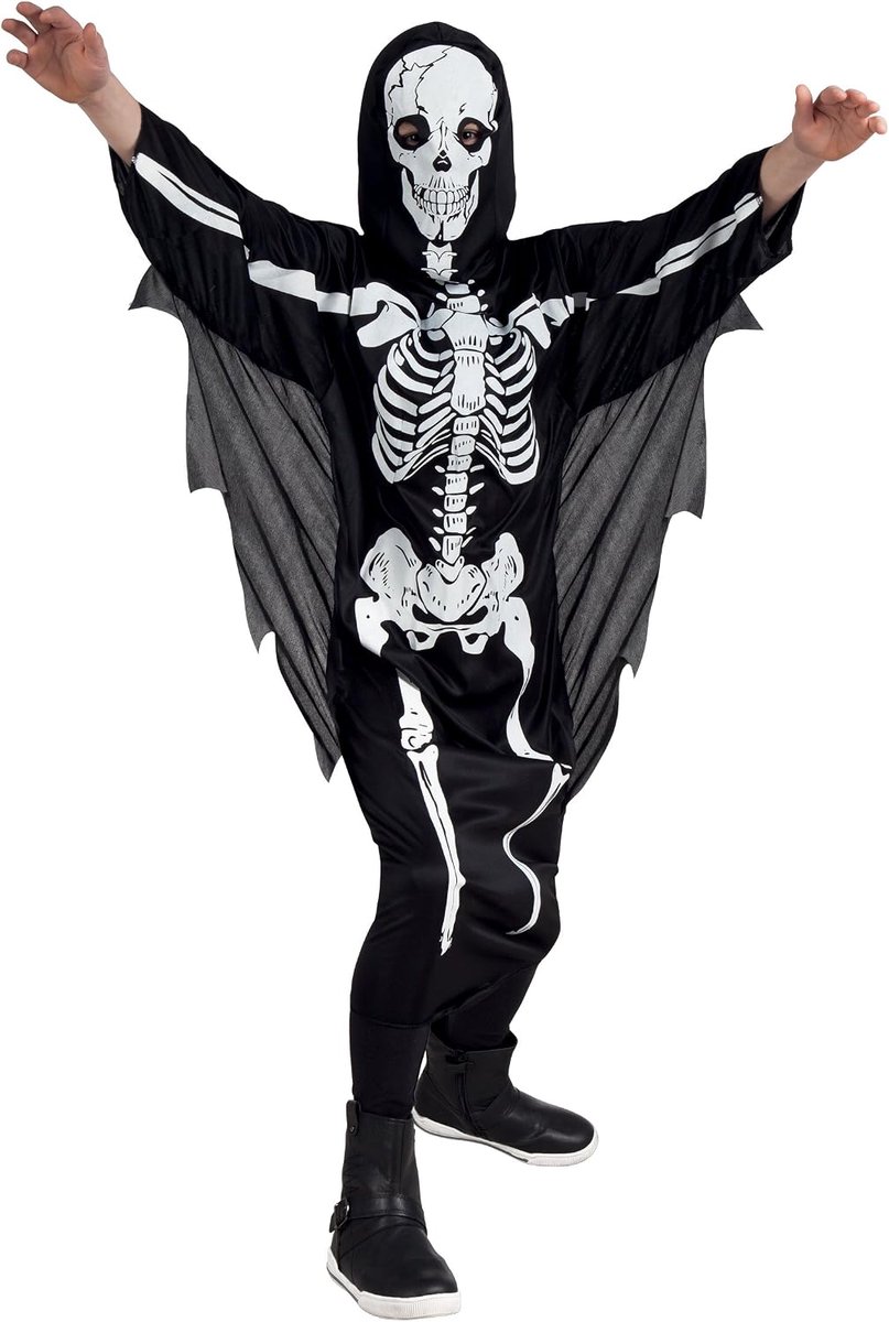 - Halloween Kostuum Scary Skeleton | 2-delig skelet kinderkostuum voor carnaval en horrorfeest