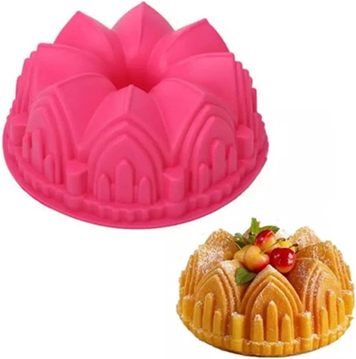 11,02 inch Siliconen Grote Kroon Kasteel Verjaardags Vorm, Bak Bakvorm Bakvormen Lade voor Kinderverjaardagsfeestje, Bakbrood, Muffin, Chocoladetaart, Cheesecake, Pudding, Taart, Vlaai