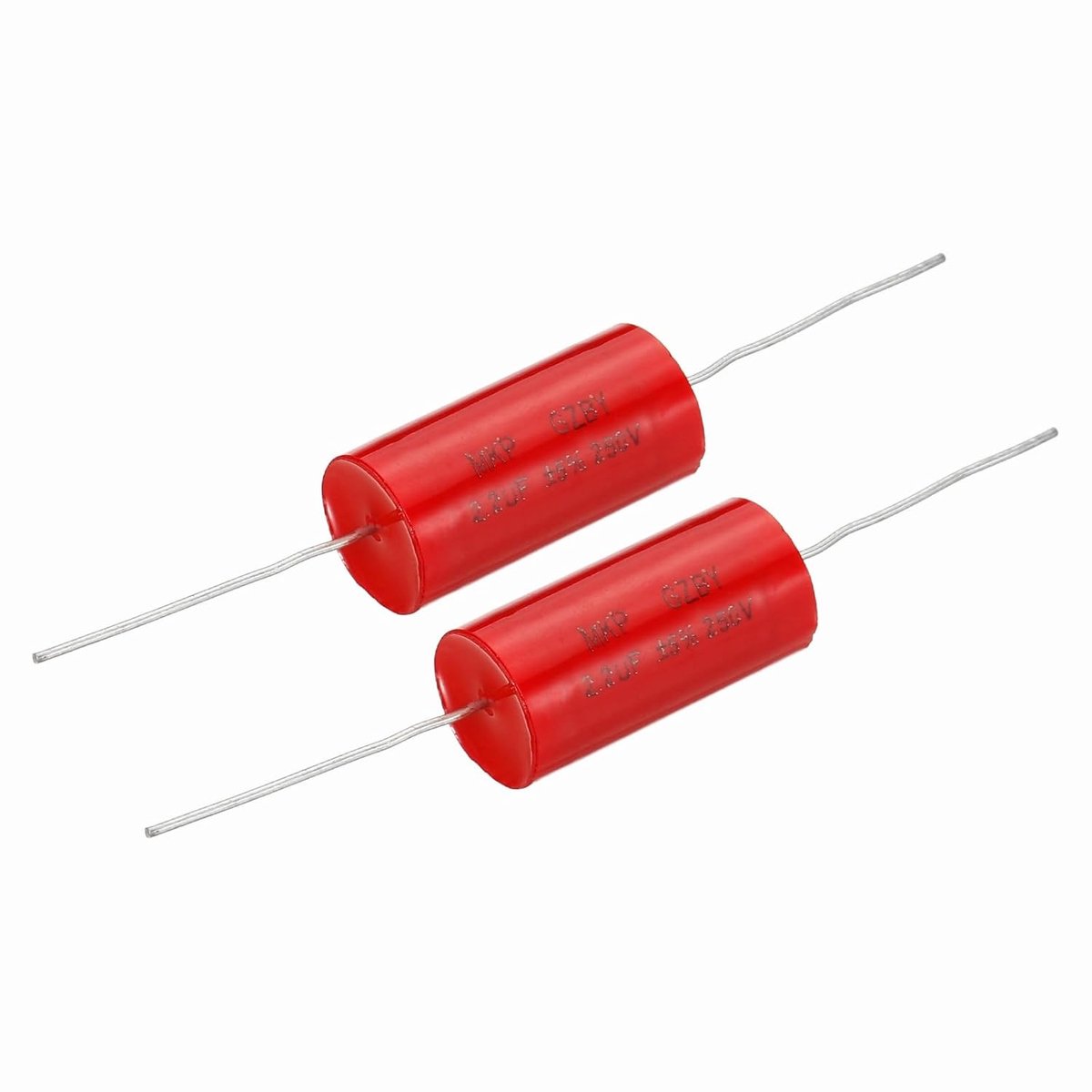 2 stuks condensator frequentieverdeler 2,2uf 250 V rood axiaal voor luidsprekers audio crossover MKP film condensator