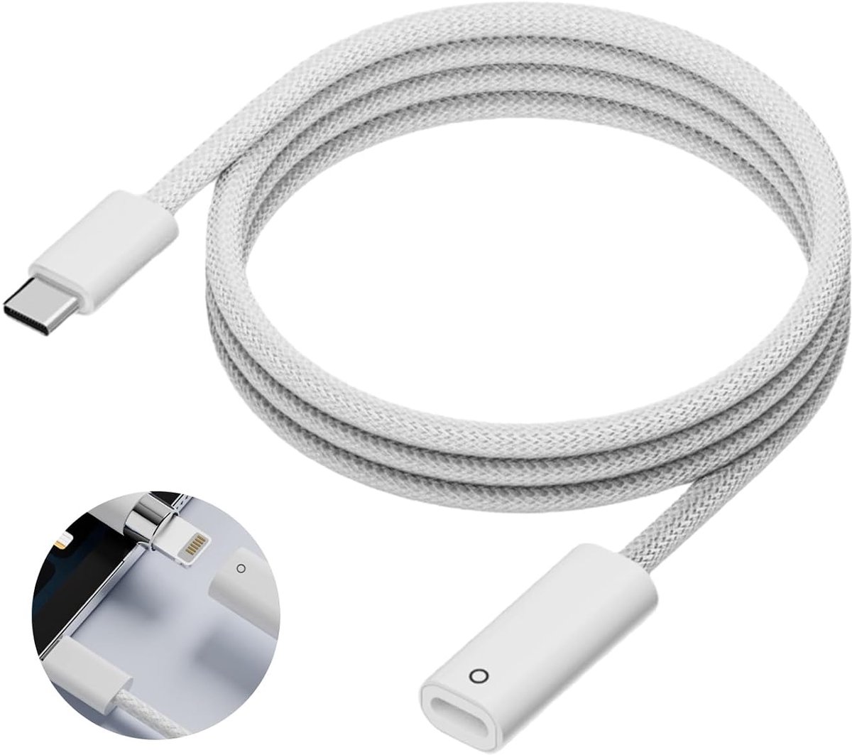 Adapter voor Apple Pencil 1 naar USB C, oplaadadapter compatibel met iPad 10 & iPad 11 generatie, USB-C naar Lightning-adapter, ondersteunt opladen en bluetooth-koppeling, snel opladen, 1