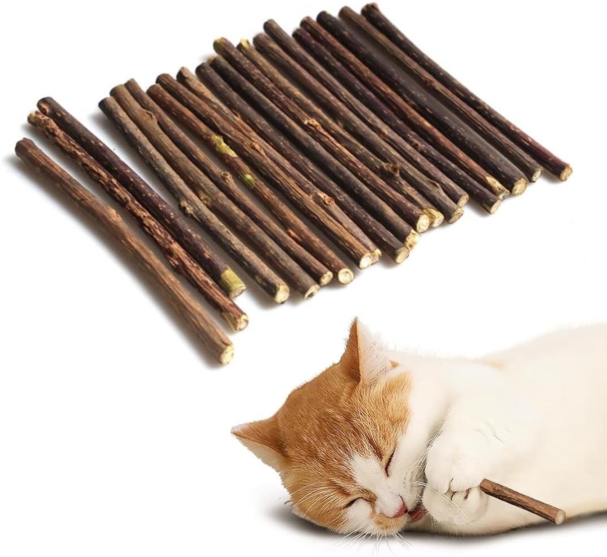 Kattenkruidsticks voor katten, kauwspeelgoed en tandverzorging, 6-8 mm, 20 stuks