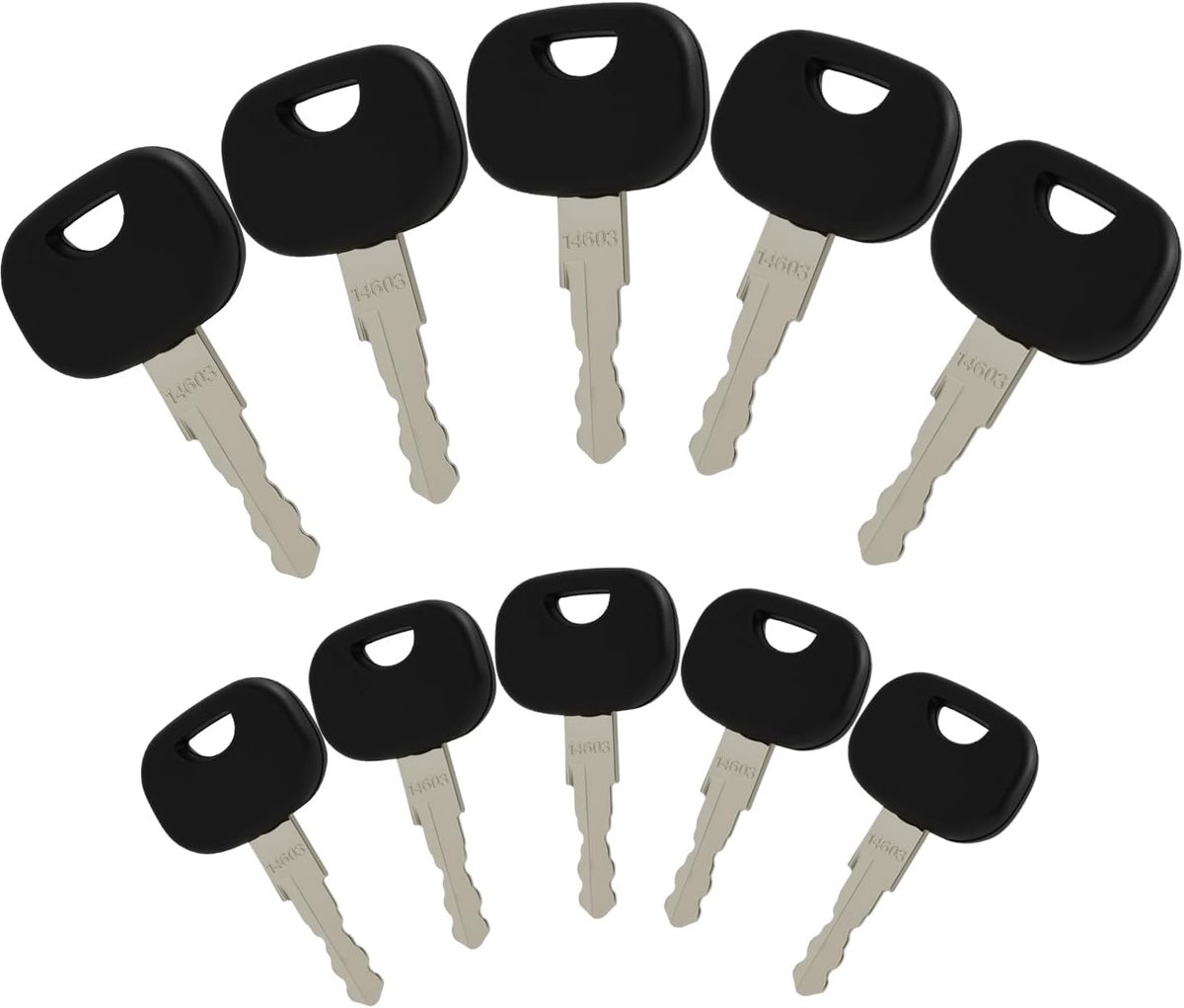 10 stuks contactsleutelvervanging voor bouwmachines, heftrucks, minigraafmachines, wielladers en werkvoertuigen, bouwmachines, sleutelset geschikt voor graafmachines en heftrucks