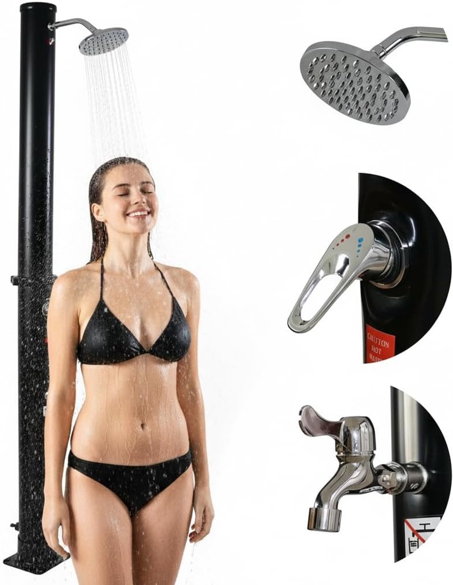 Zonnedouche 35 liter tuindouche zwart zwembaddouche buitendouche campingdouche - kleurkeuze (zwart)
