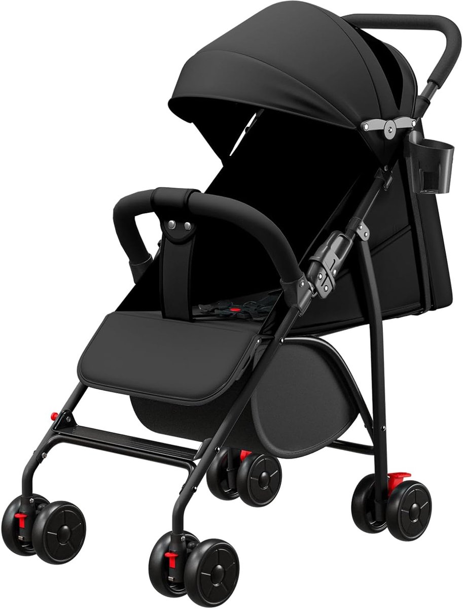 5-in-1 driewieler met duwstang van 18 maanden tot 25 kg, voor- en achteruit, PU-banden, ruimere vrijloop, mand, tas, bekerhouder, C-zwart