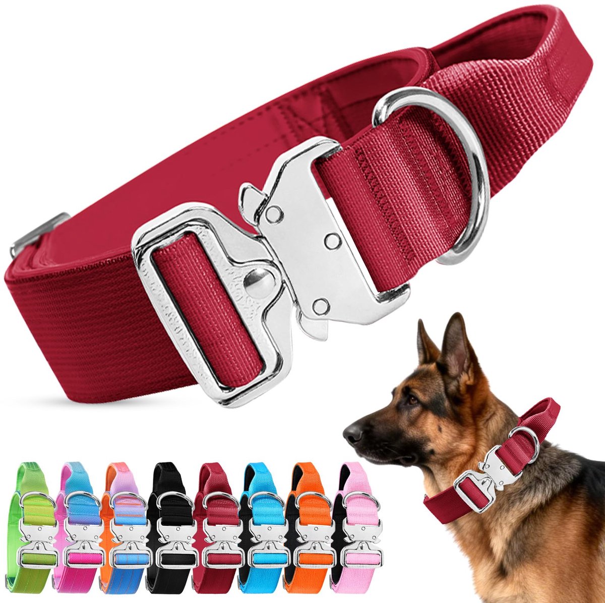 Tactische halsband voor hond - verstelbaar - nylon - comfortabel en zacht voor training - SnelShoppen