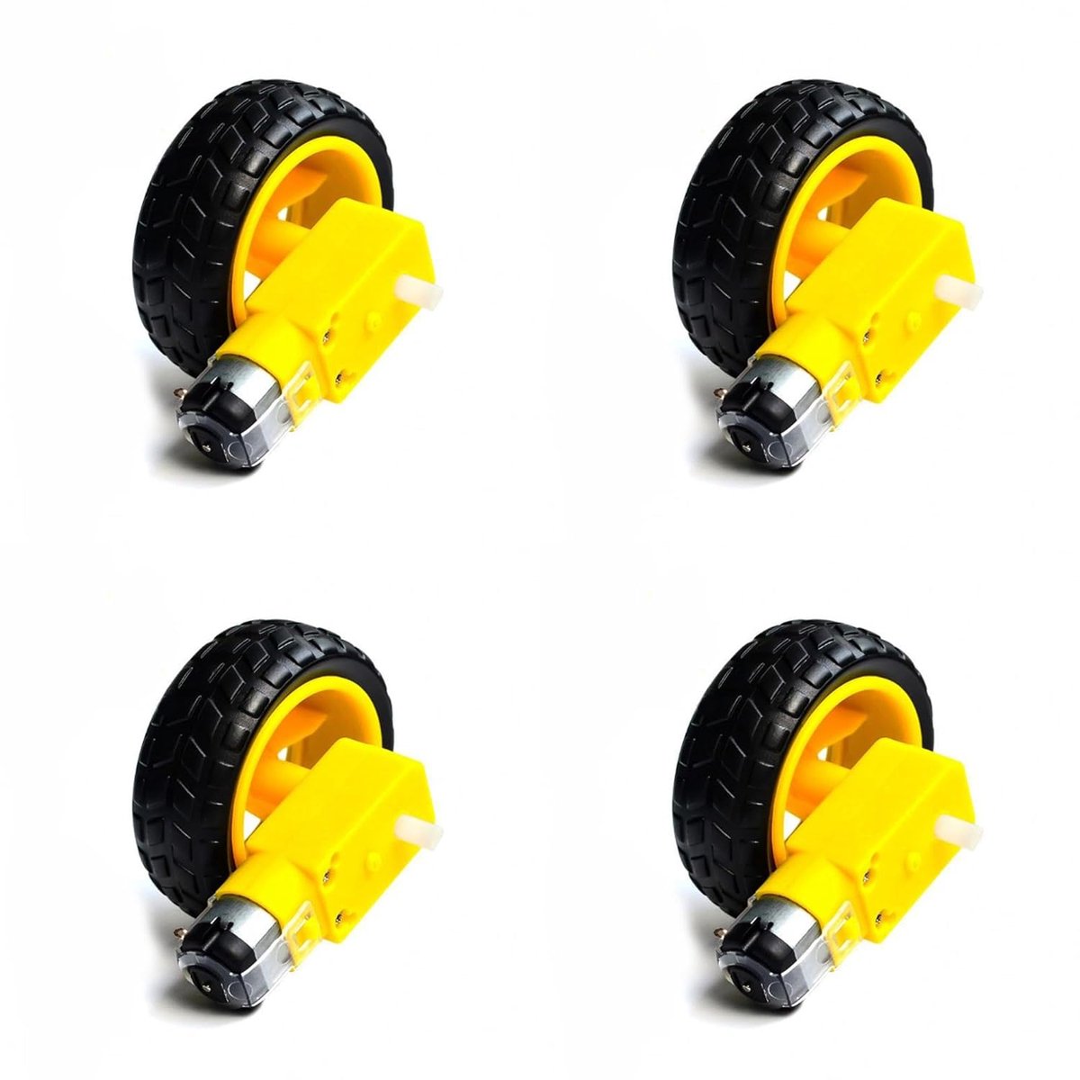 Motoren met 65 mm wiel voor robot/smart auto, compatibel met Arduino Raspberry Pi antislip rubberen banden