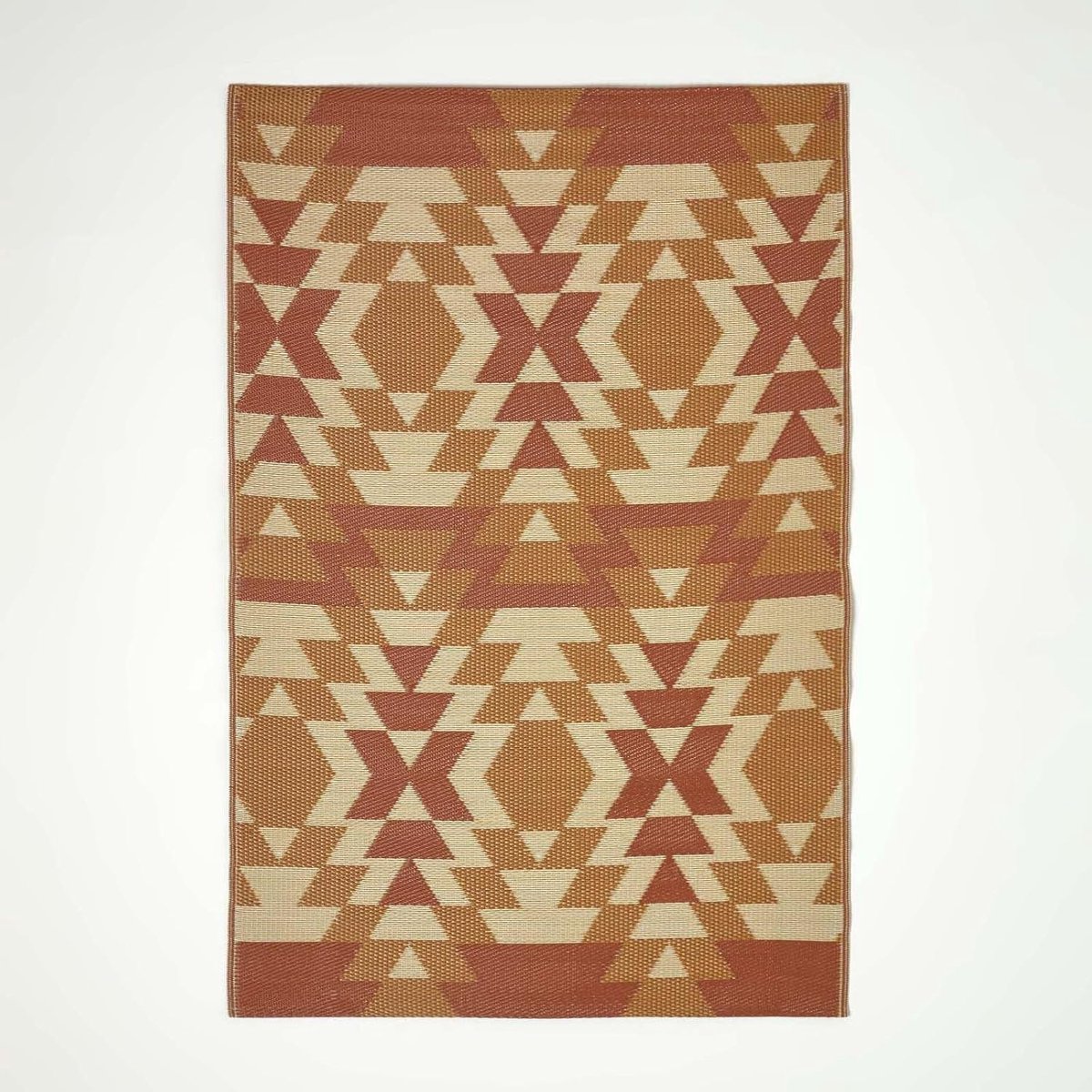 Outdoor Tapijt weerbestendig – Anya tuintapijt van gerecycled polypropyleen, aan beide kanten te gebruiken, oranje-rood gepatroond, voor balkon, terras, tuin, camping en binnen, 150x240 cm