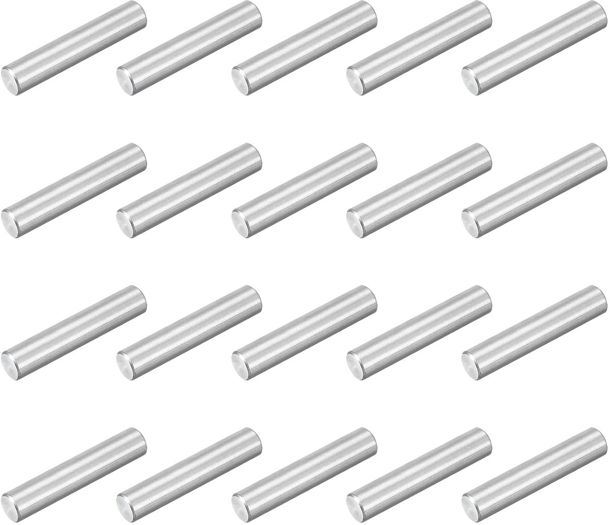 60 stuks M5 x 25 mm 304 roestvrij stalen cilinderstekker, steunpen voor planken, parallelle pen voor bevestiging in de mechanische productie, industrie, zilver