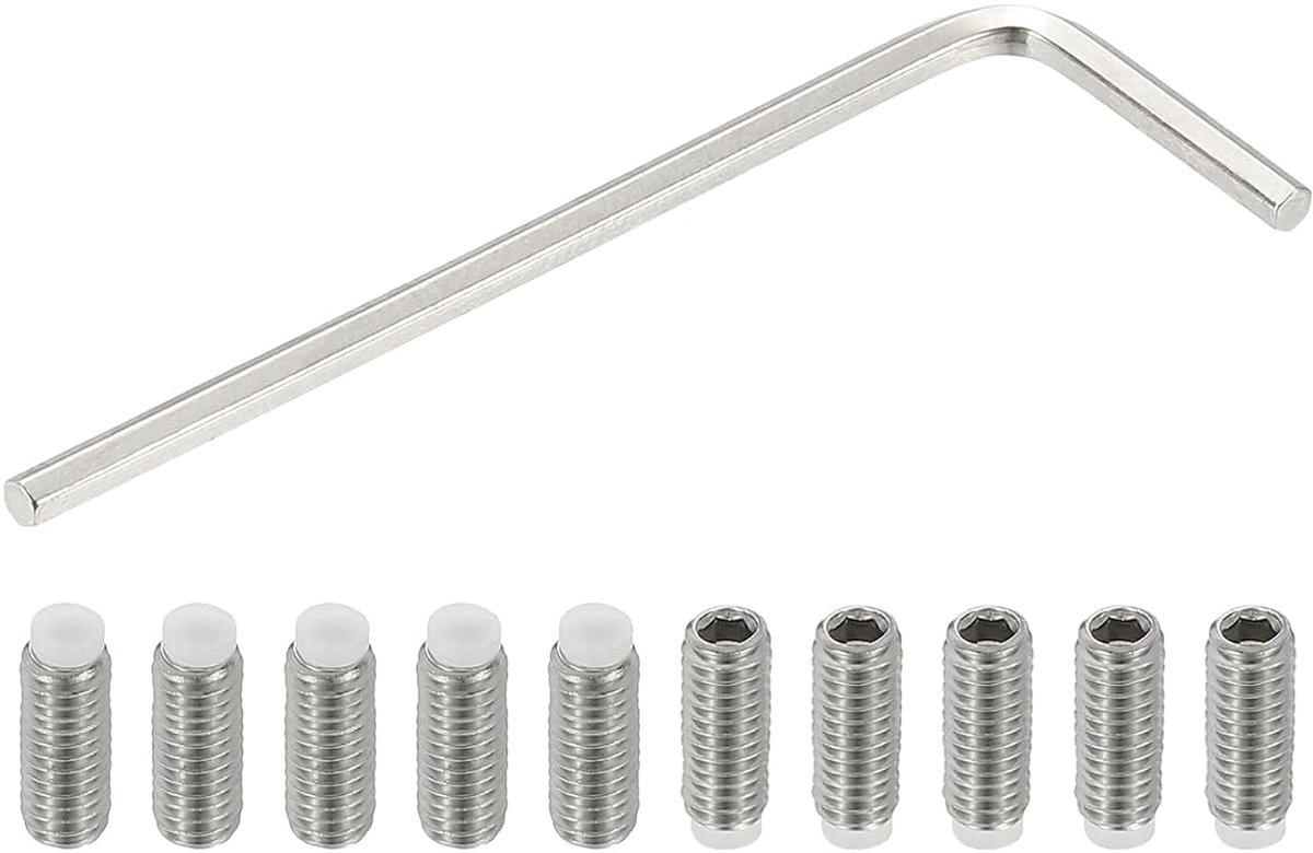 M4 x 10 mm schroeven zonder kop, nylon, 10 stuks roestvrij staal 304, zeskantkop, metrisch, holle, antislip, interne zeskantaandrijving met zeskantsleutel