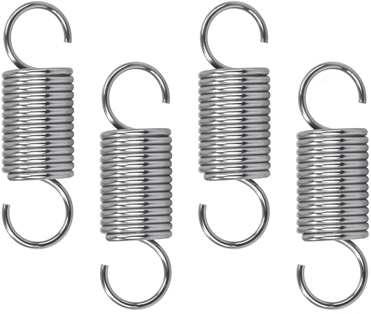 Verlengveren, 50 mm, trekveren met haken, roestvrijstalen veer, buitendiameter 16 mm, draaddiameter 1,7 mm, dikte 4,4 kg, 4 stuks