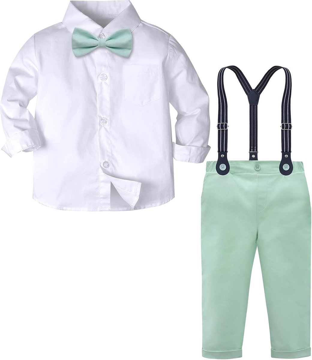 baby jongens kerst trouwkleding - mintgroen - lange mouwen - stijlvolle outfit voor speciale gelegenheden - SnelShoppen