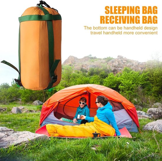 Slaapzak Opbergzak - Compressiehoes Backpackzak - Kamperen en Reizen - Scheurbestendig Waterdicht - 18 x 38 cm - Oranje — afbeelding 5