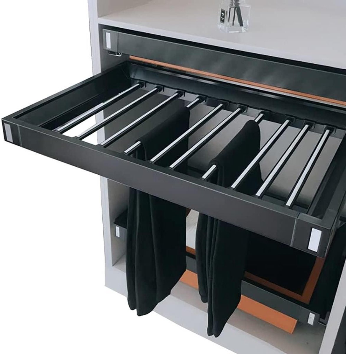 Uittrekbare Broekhanger - Kast Organizer - Kleding Opbergen - Verstelbare Lengte - 45-120 cm - Zwart