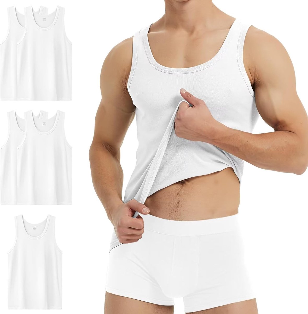 Heren Tanktop 100% Katoen - Fijnrib - Comfortabel en Ademend - Perfect voor Dagelijks Gebruik - SnelShoppen